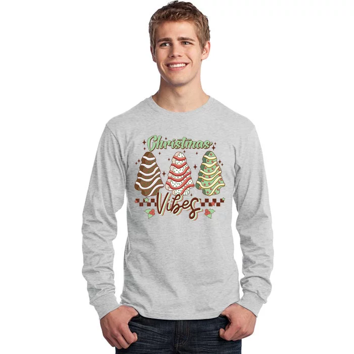 Christmas Vibes Cookie Tree Retro Tall Long Sleeve T-Shirt