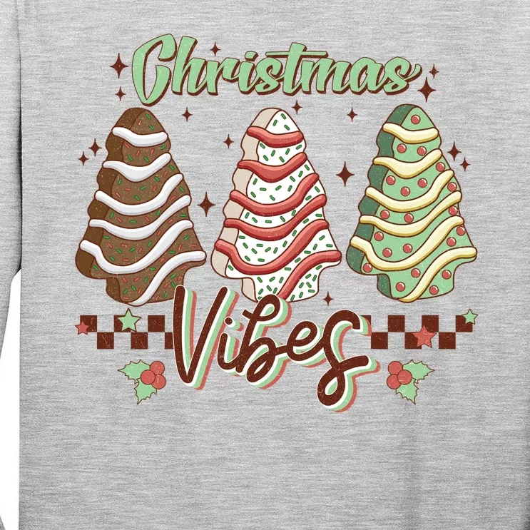 Christmas Vibes Cookie Tree Retro Tall Long Sleeve T-Shirt