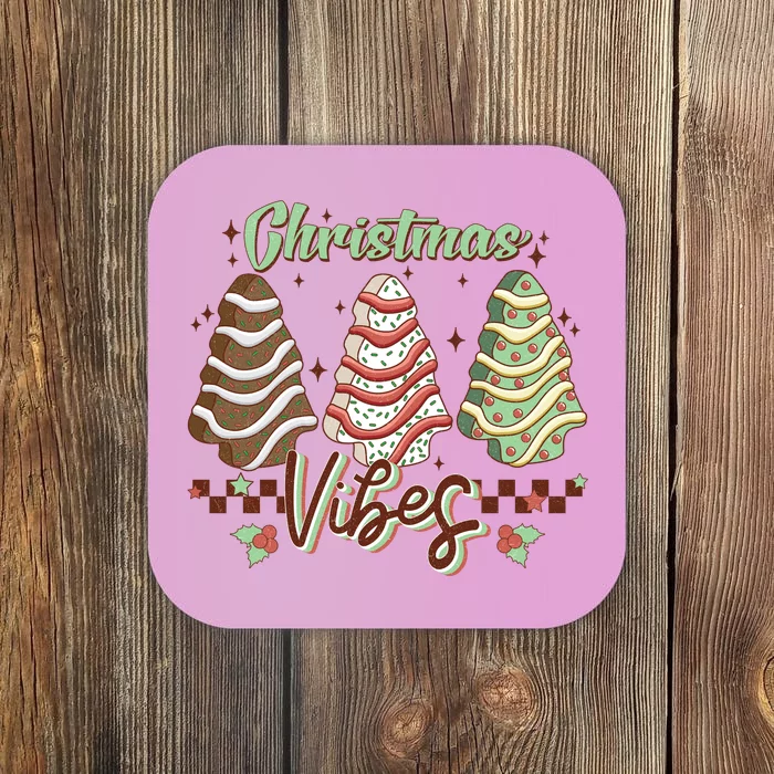 Christmas Vibes Cookie Tree Retro Coaster