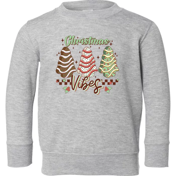 Christmas Vibes Cookie Tree Retro Toddler Sweatshirt