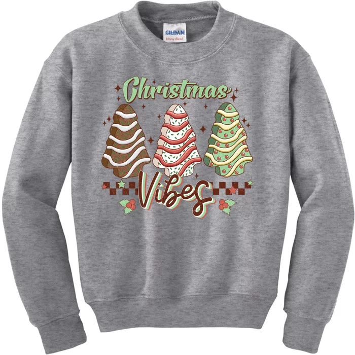 Christmas Vibes Cookie Tree Retro Kids Sweatshirt