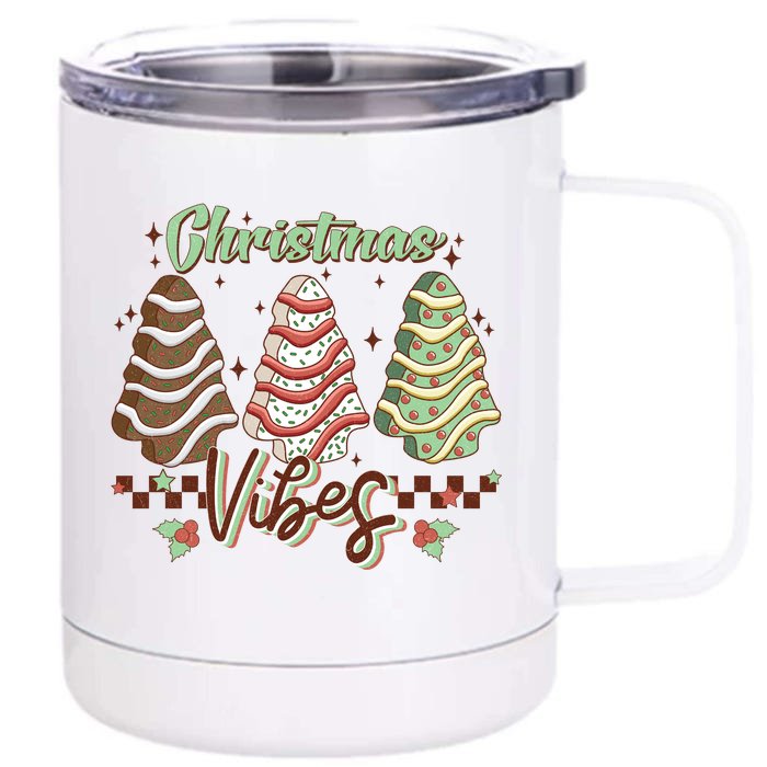 Christmas Vibes Cookie Tree Retro Front & Back 12oz Stainless Steel Tumbler Cup