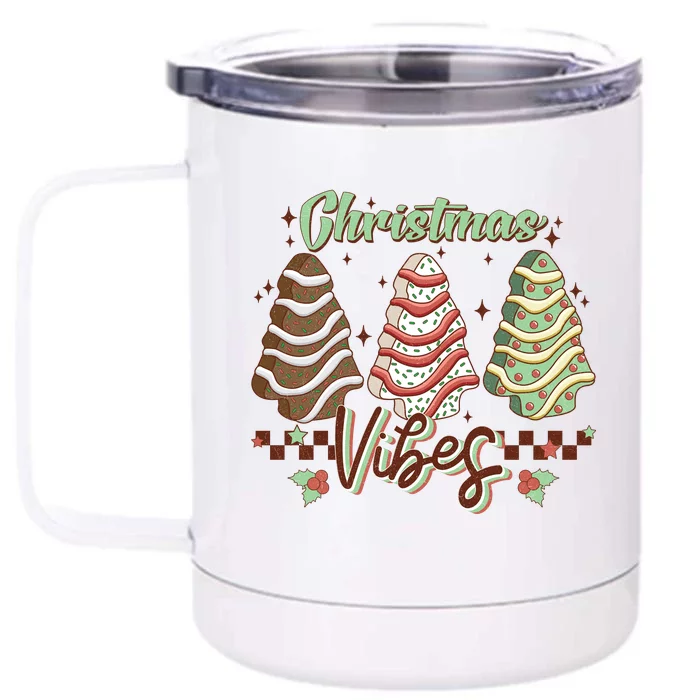 Christmas Vibes Cookie Tree Retro Front & Back 12oz Stainless Steel Tumbler Cup