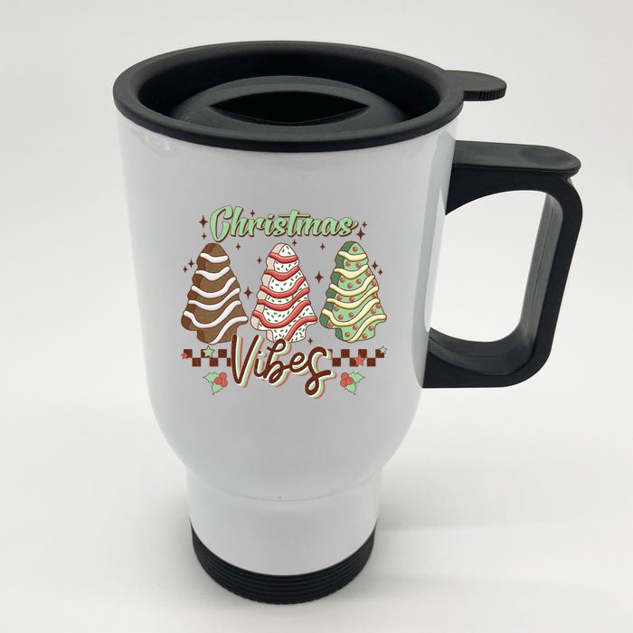 Christmas Vibes Cookie Tree Retro Front & Back Stainless Steel Travel Mug