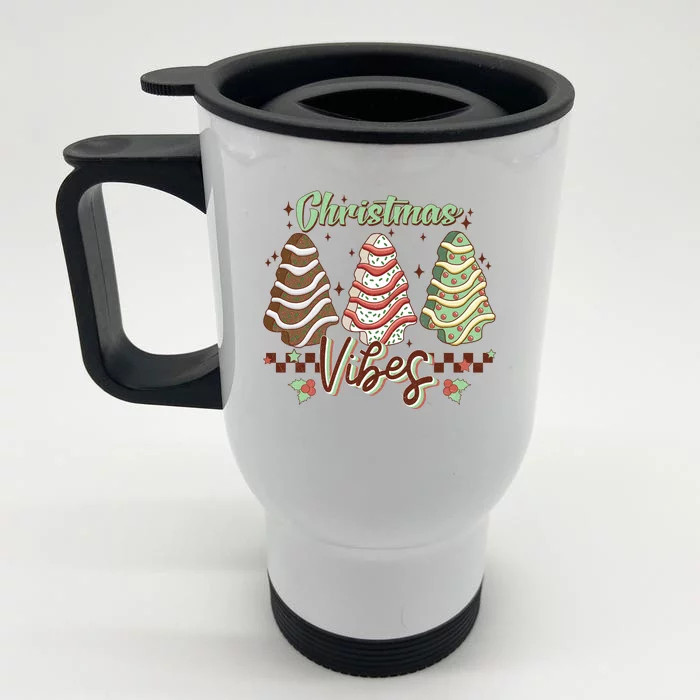 Christmas Vibes Cookie Tree Retro Front & Back Stainless Steel Travel Mug