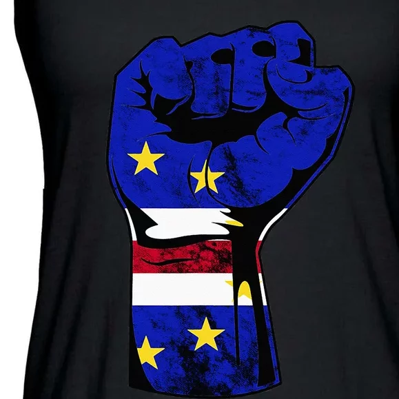 Cape Verde Cape Verdean Flag Power Handfist Cabo Pride Ladies Essential Flowy Tank