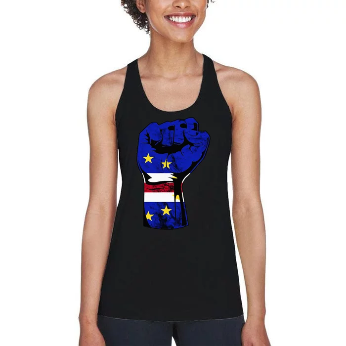 Cape Verde Cape Verdean Flag Power Handfist Cabo Pride Women's Racerback Tank