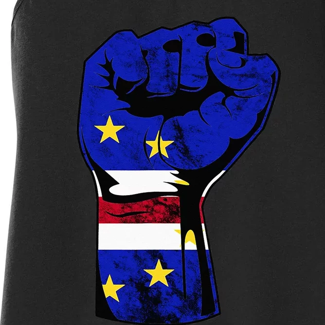 Cape Verde Cape Verdean Flag Power Handfist Cabo Pride Women's Racerback Tank