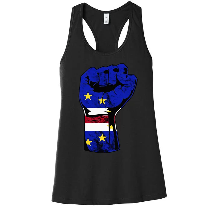 Cape Verde Cape Verdean Flag Power Handfist Cabo Pride Women's Racerback Tank