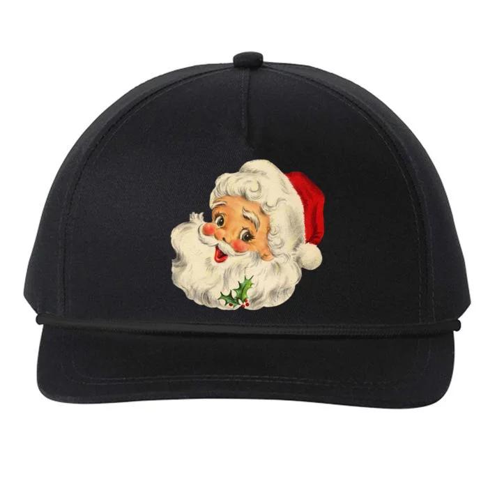 Cool Vintage Christmas Santa Claus Face Gift Snapback Five-Panel Rope Hat