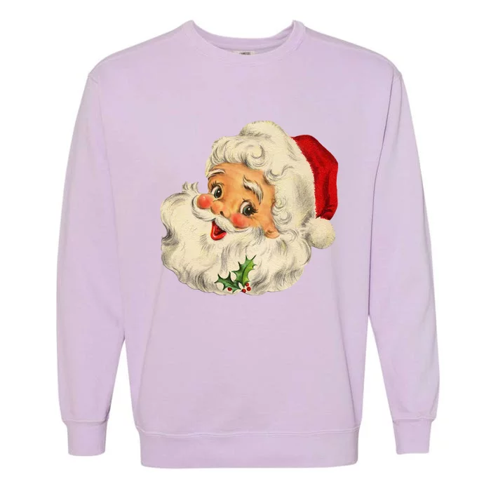 Cool Vintage Christmas Santa Claus Face Gift Garment-Dyed Sweatshirt