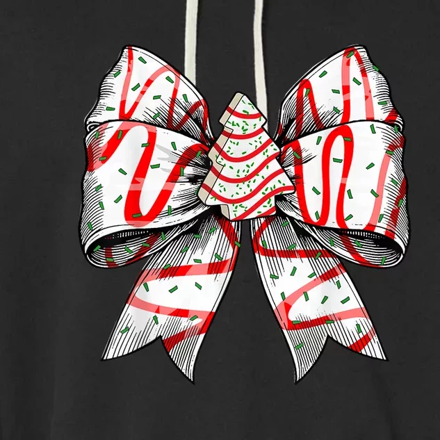 Christmas Vibes Coquette Bow Christmas Tree Cake Gift Garment-Dyed Fleece Hoodie