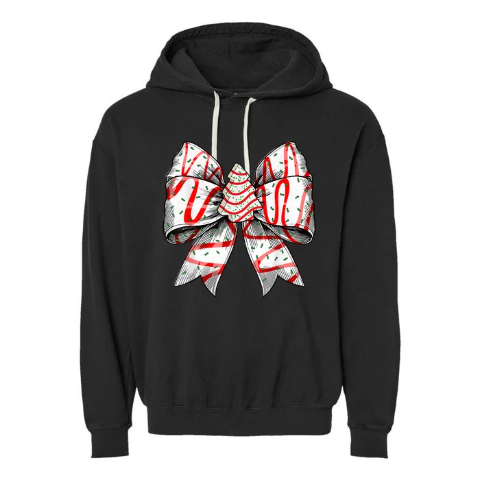 Christmas Vibes Coquette Bow Christmas Tree Cake Gift Garment-Dyed Fleece Hoodie