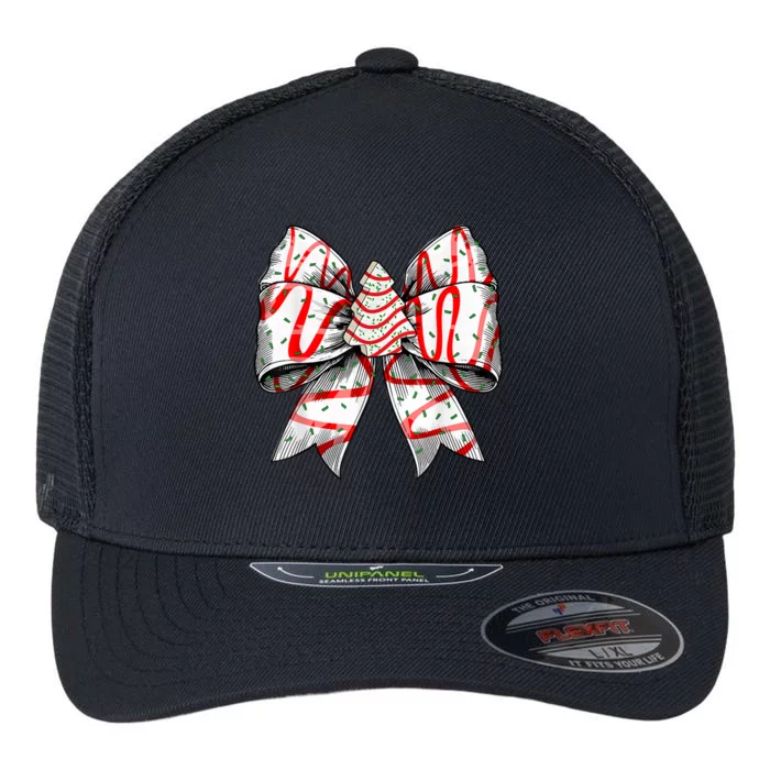 Christmas Vibes Coquette Bow Christmas Tree Cake Gift Flexfit Unipanel Trucker Cap