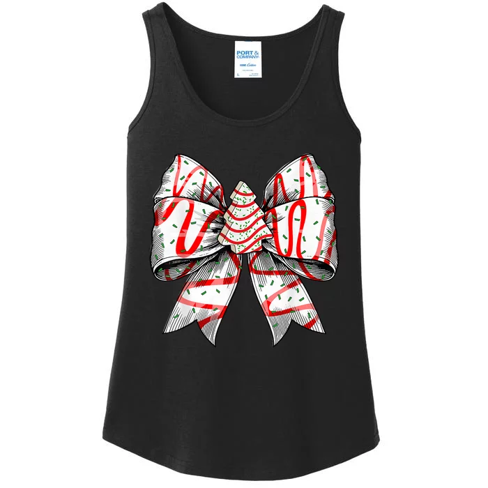 Christmas Vibes Coquette Bow Christmas Tree Cake Gift Ladies Essential Tank