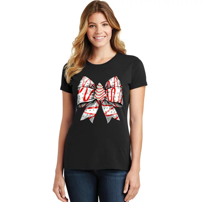 Christmas Vibes Coquette Bow Christmas Tree Cake Gift Women's T-Shirt