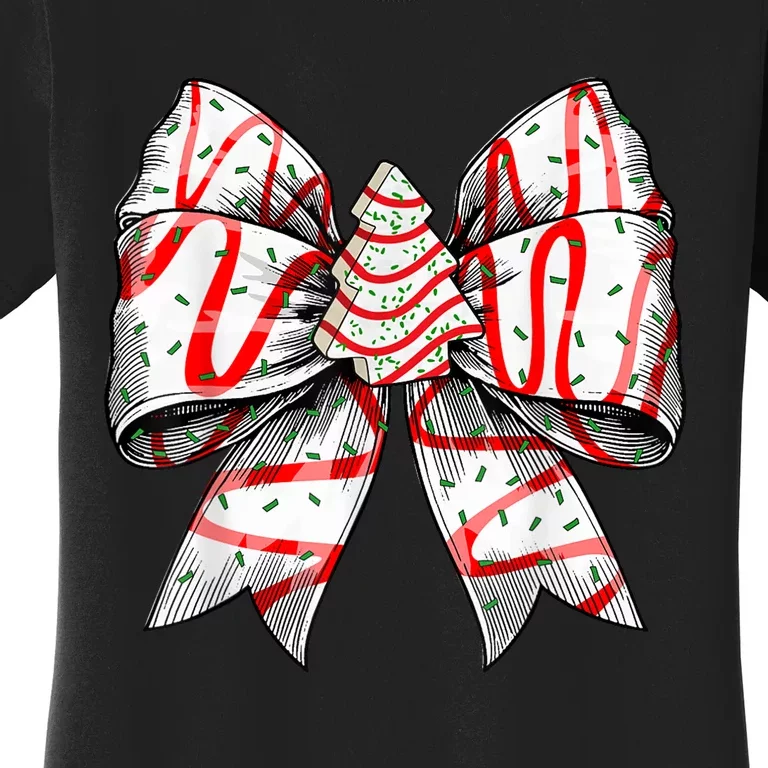 Christmas Vibes Coquette Bow Christmas Tree Cake Gift Women's T-Shirt