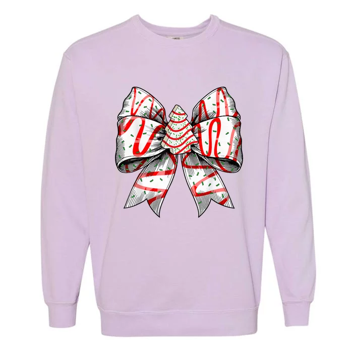 Christmas Vibes Coquette Bow Christmas Tree Cake Gift Garment-Dyed Sweatshirt