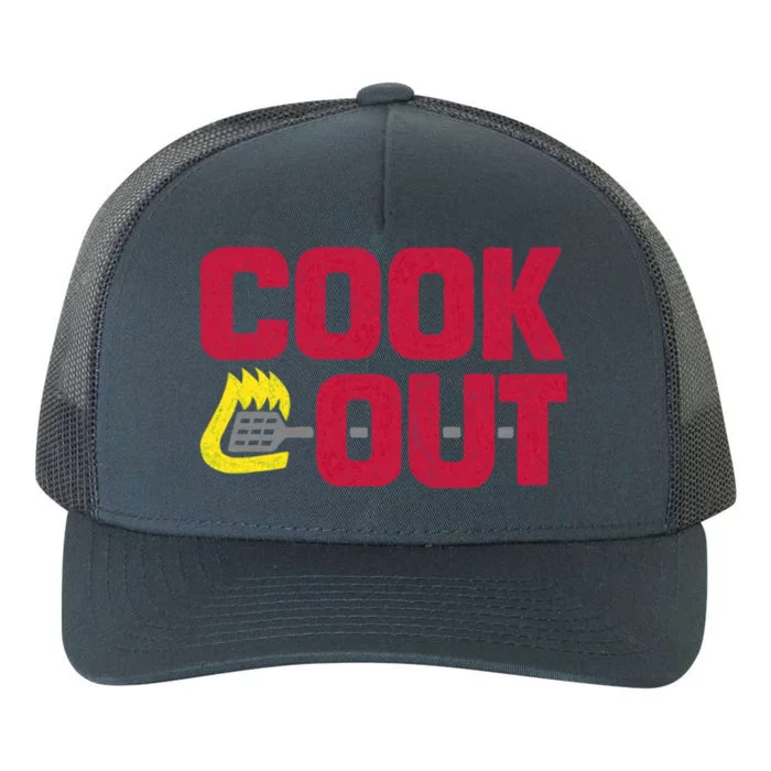 Cookout Vintage Chalk Texture Red Gray Yupoong Adult 5-Panel Trucker Hat