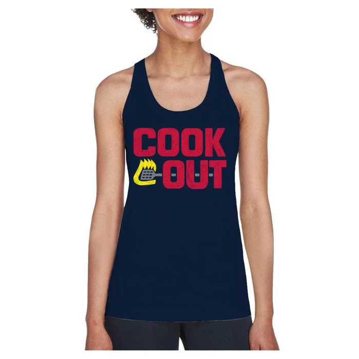 Cookout Vintage Chalk Texture Red Gray Women's Racerback Tank