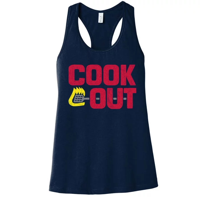 Cookout Vintage Chalk Texture Red Gray Women's Racerback Tank