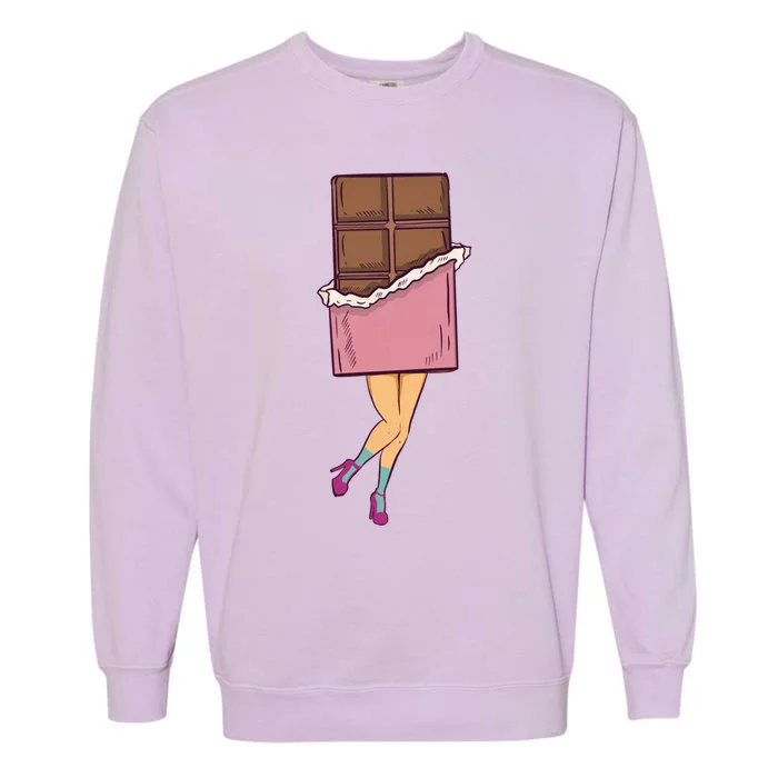 Chocolate Vintage Chocoholic Cocoa Choco Candy Cute Gift Chocolate Meaningful Gi Garment-Dyed Sweatshirt