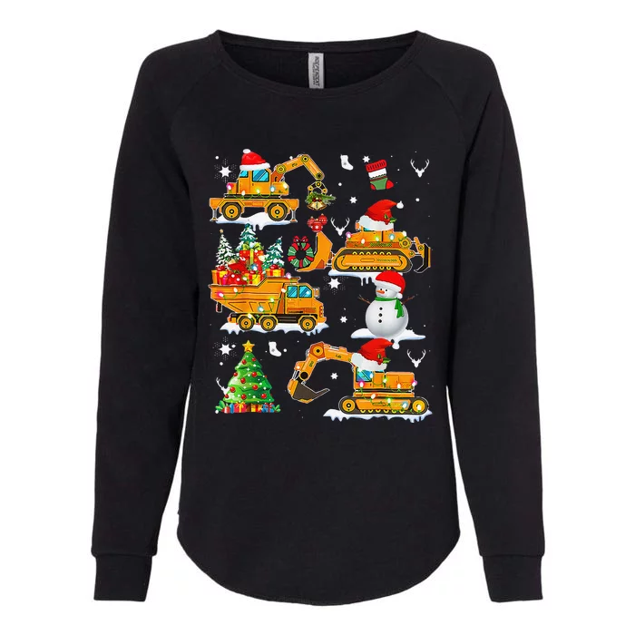 Construction Vehicle Christmas Trucks Winter Womens California Wash Sweatshirt