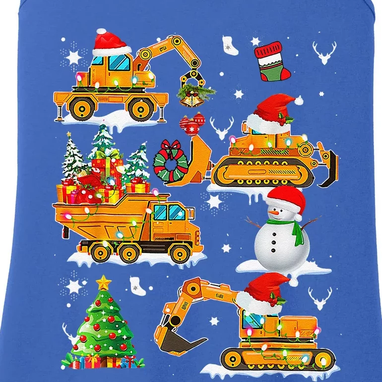 Construction Vehicle Christmas Trucks Winter Ladies Essential Tank