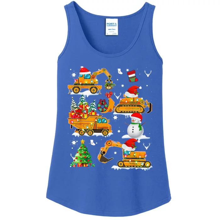 Construction Vehicle Christmas Trucks Winter Ladies Essential Tank