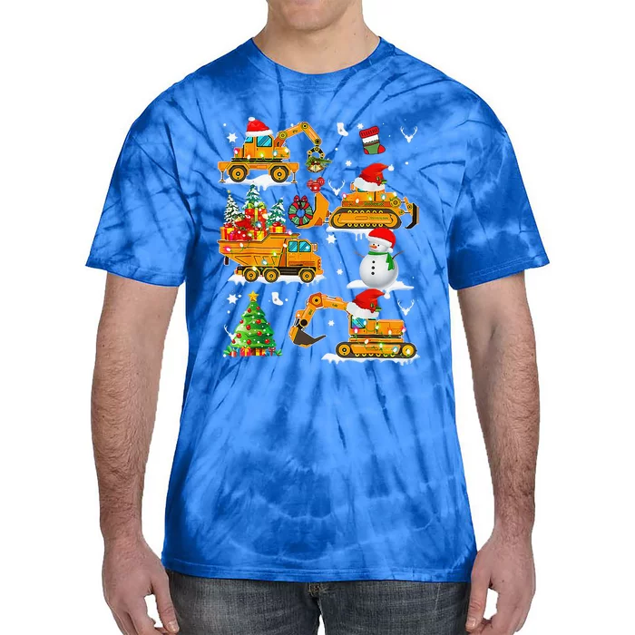 Construction Vehicle Christmas Trucks Winter Tie-Dye T-Shirt