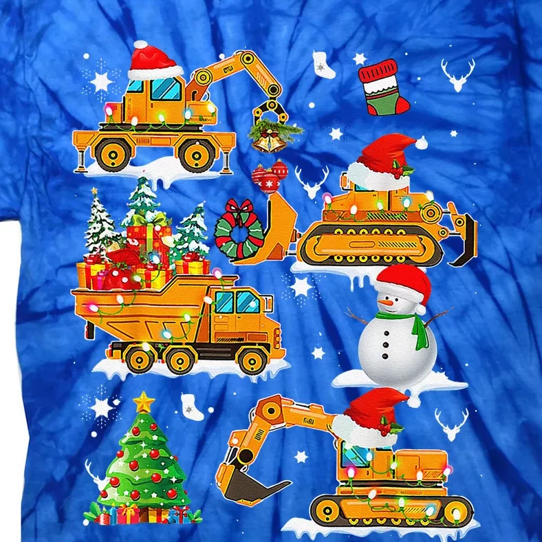 Construction Vehicle Christmas Trucks Winter Tie-Dye T-Shirt