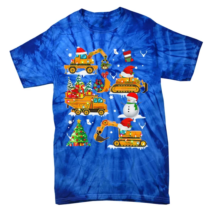 Construction Vehicle Christmas Trucks Winter Tie-Dye T-Shirt