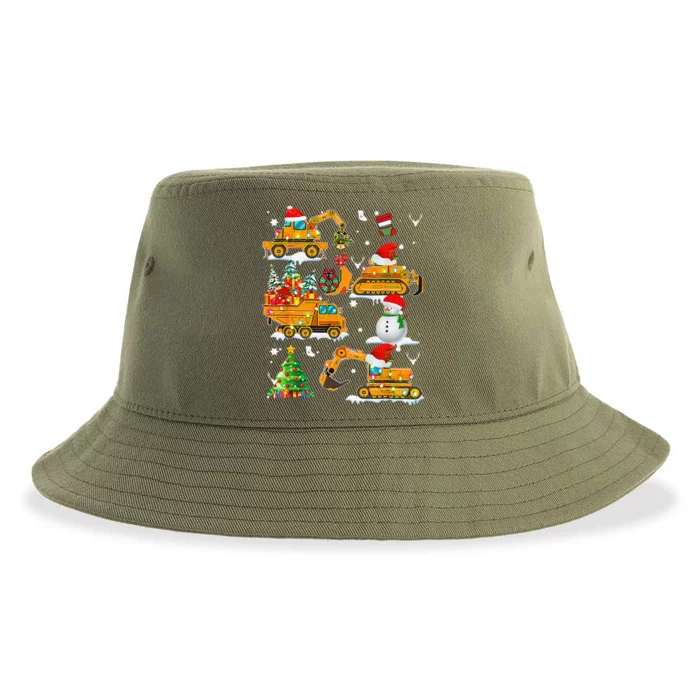 Construction Vehicle Christmas Trucks Winter Sustainable Bucket Hat