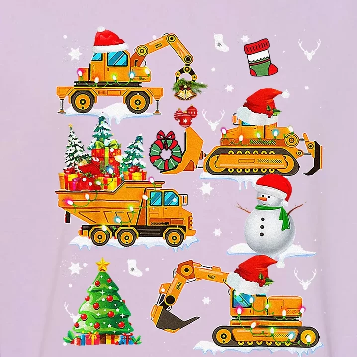 Construction Vehicle Christmas Trucks Winter Garment-Dyed Sweatshirt