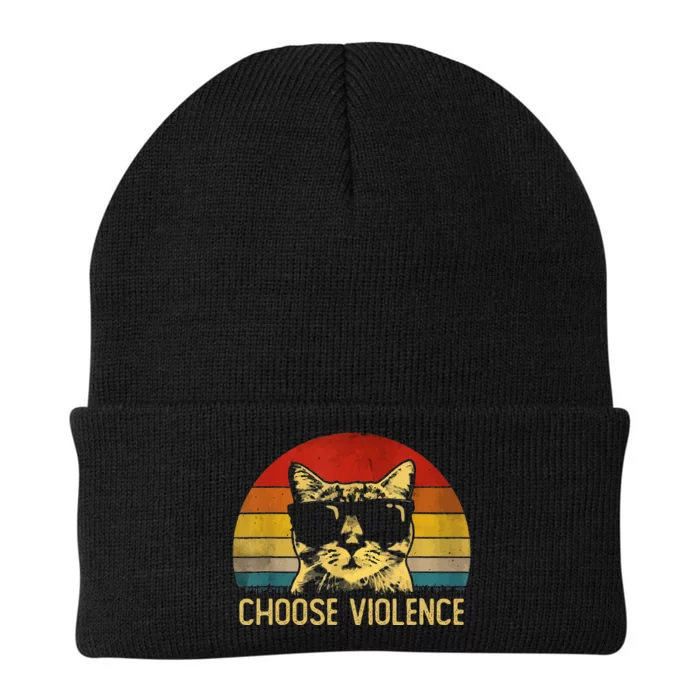 Choose Violence Cat Vintage Knit Cap Winter Beanie