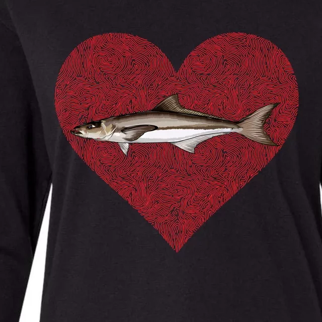 Cobia Valentines Day Fish Love Fingerprint Gift Womens Cotton Relaxed Long Sleeve T-Shirt