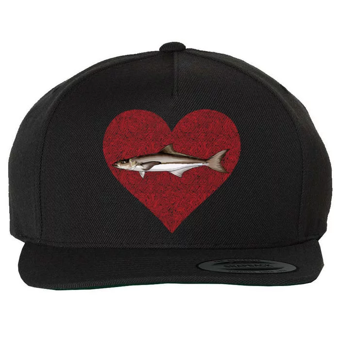 Cobia Valentines Day Fish Love Fingerprint Gift Wool Snapback Cap