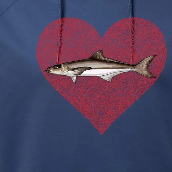 Cobia Valentines Day Fish Love Fingerprint Gift Performance Fleece Hoodie