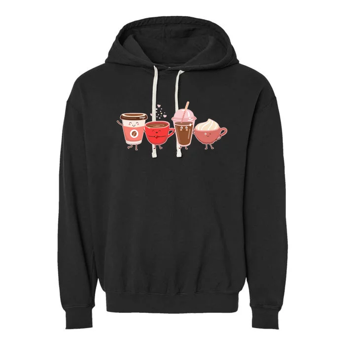 Cute Valentine Day Coffee Lover Garment-Dyed Fleece Hoodie