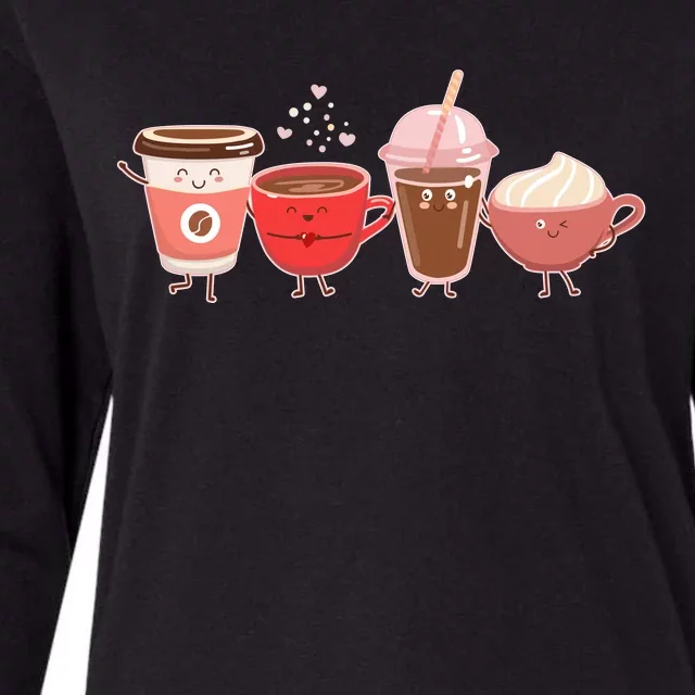 Cute Valentine Day Coffee Lover Womens Cotton Relaxed Long Sleeve T-Shirt