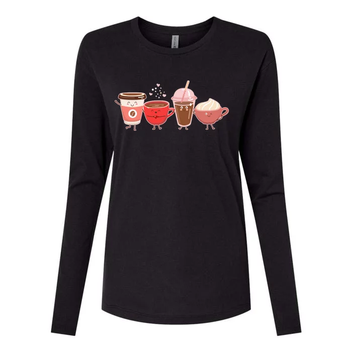 Cute Valentine Day Coffee Lover Womens Cotton Relaxed Long Sleeve T-Shirt