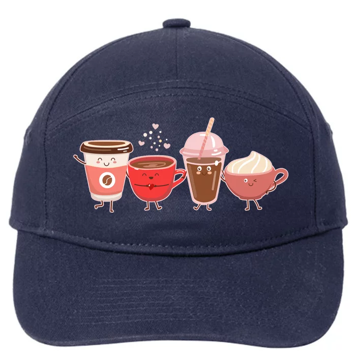 Cute Valentine Day Coffee Lover 7-Panel Snapback Hat