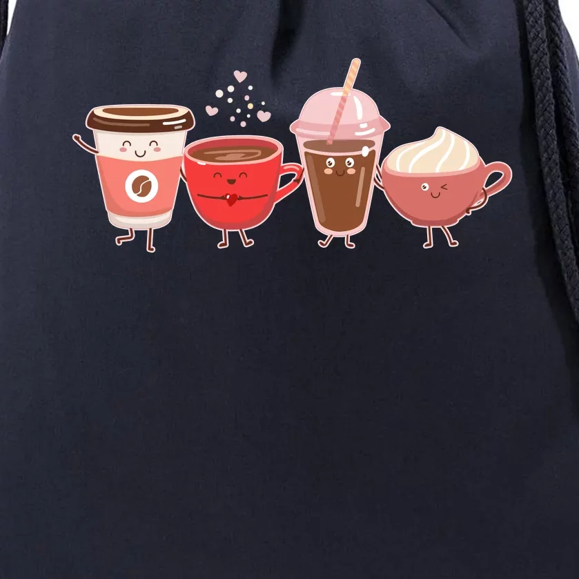 Cute Valentine Day Coffee Lover Drawstring Bag