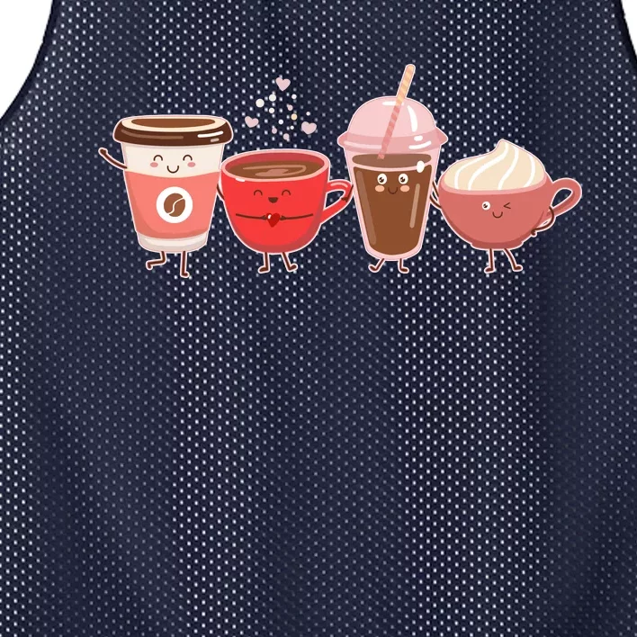 Cute Valentine Day Coffee Lover Mesh Reversible Basketball Jersey Tank