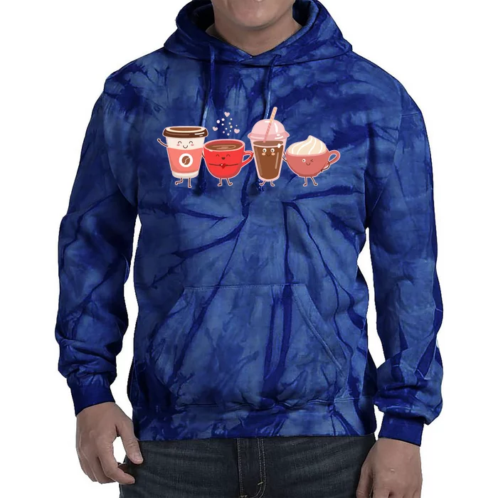 Cute Valentine Day Coffee Lover Tie Dye Hoodie