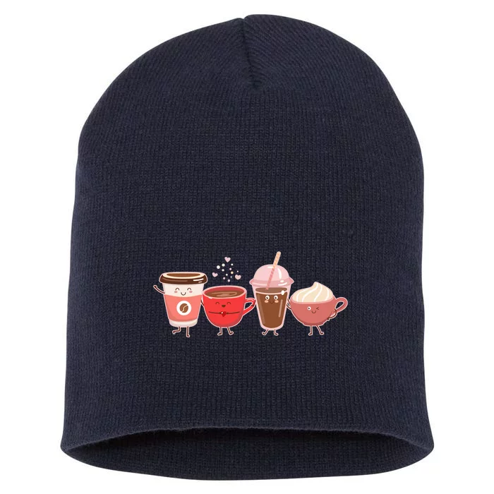 Cute Valentine Day Coffee Lover Short Acrylic Beanie