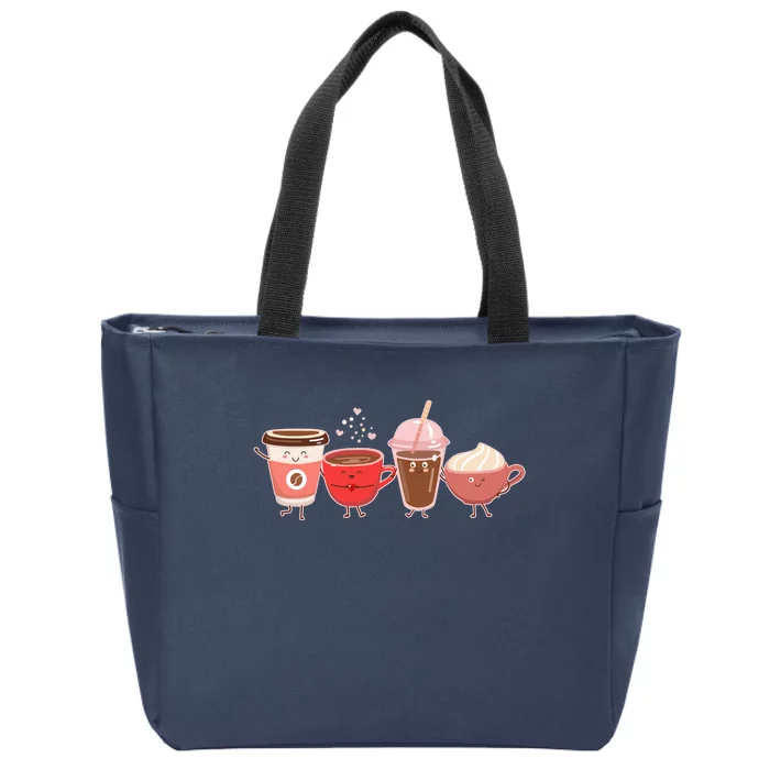 Cute Valentine Day Coffee Lover Zip Tote Bag