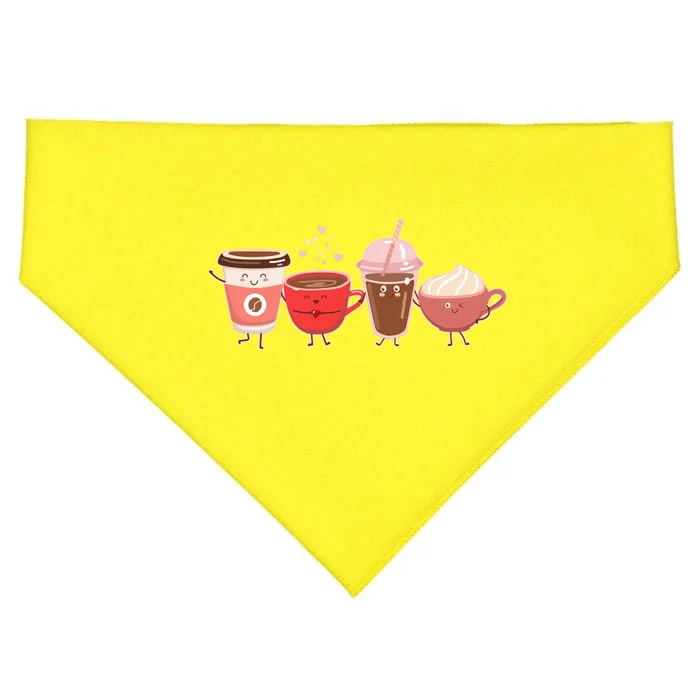 Cute Valentine Day Coffee Lover USA-Made Doggie Bandana