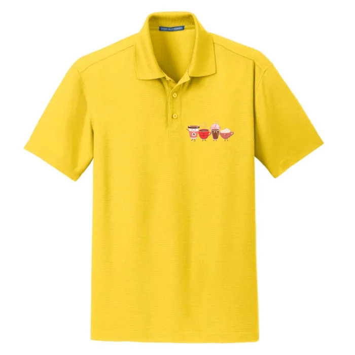 Cute Valentine Day Coffee Lover Dry Zone Grid Performance Polo