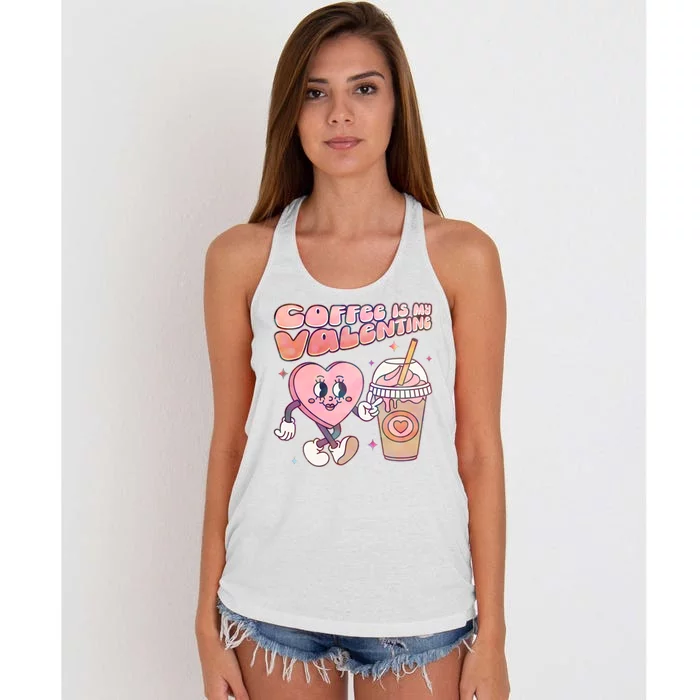 Cute Valentines Day Coffee Is My Valentine Women's Knotted Racerback Tank